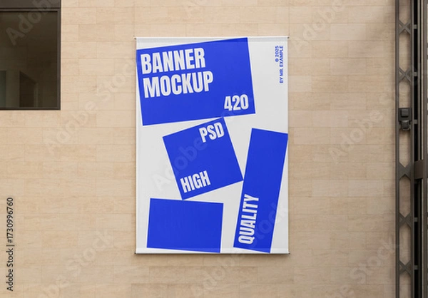Fototapeta Front View Vertical Banner Mockup