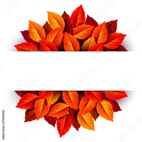 Fototapeta Autumn banner with red and orange fall leaves. Vector autumn card design