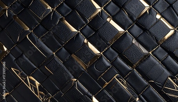 Fototapeta Intricate black and gold textured surface