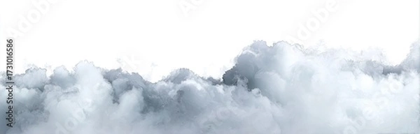 Obraz A panoramic view of a large expanse of soft, light gray clouds against a pure white background