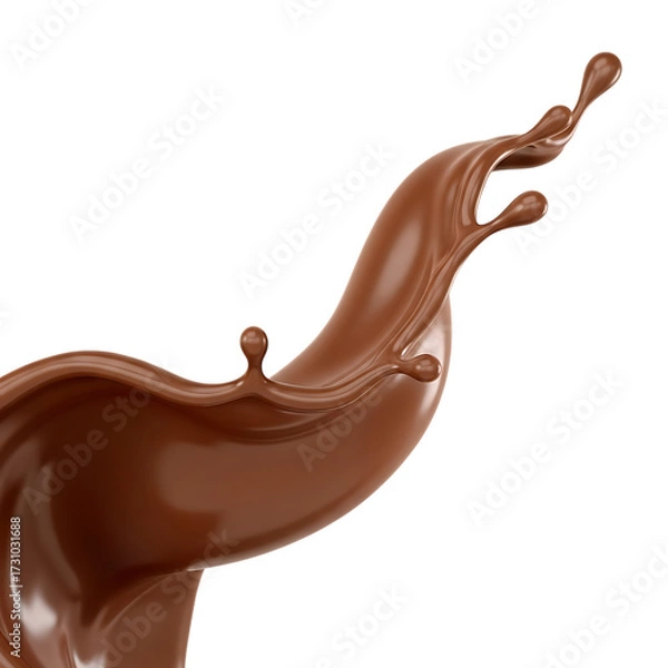 Fototapeta Chocolate Splash with Droplets and Swirls liquid melt cutout PNG isolated on a transparent background