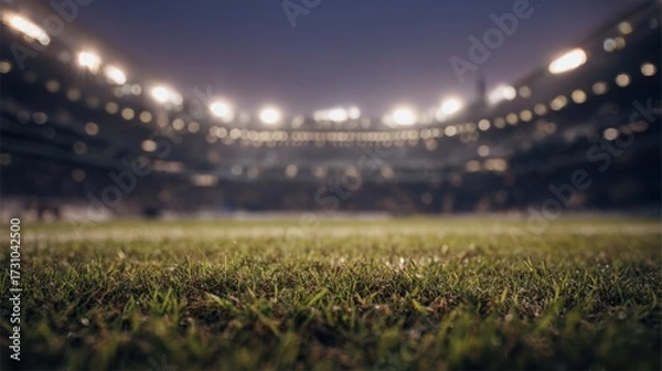 Fototapeta soccer stadium with a grassy field and lights