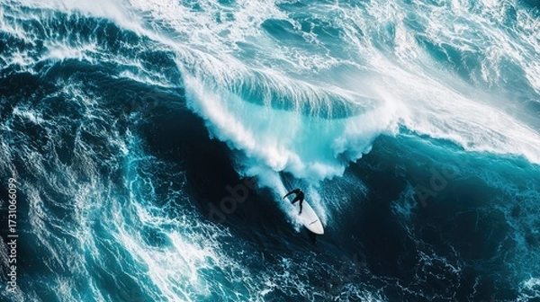 Fototapeta A surfer is riding a wave in the ocean
