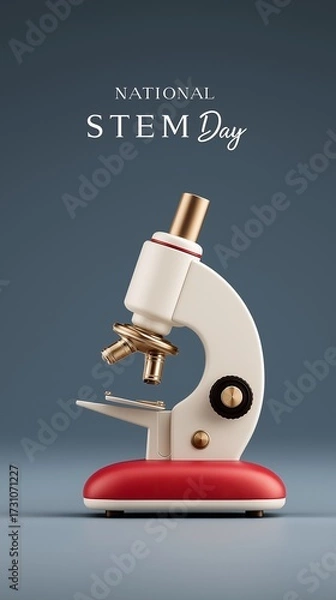 Obraz Stylish microscope celebrating National STEM Day with neutral background.
