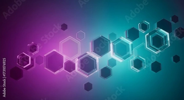 Fototapeta Abstract Hexagon Design A Modern Geometric Background with a Futuristic Glow, Neon Color Scheme