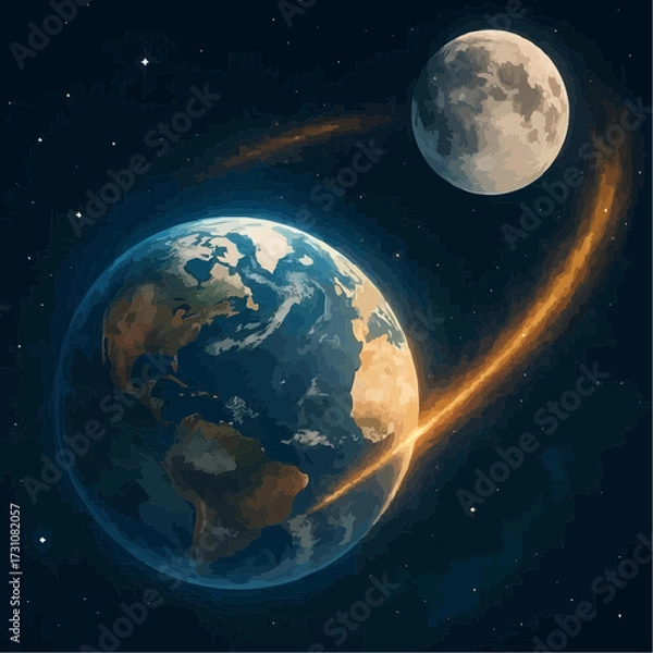 Obraz 
the dynamics between the plant earth and the moon