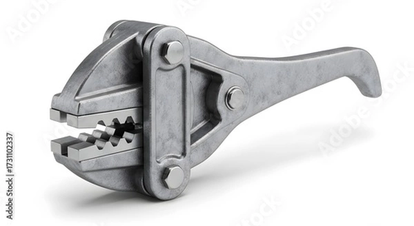 Fototapeta Industrial Metal Crimping Tool with Textured Jaws on White Background, Precision Hand Tool for Electrical and Mechanical Work