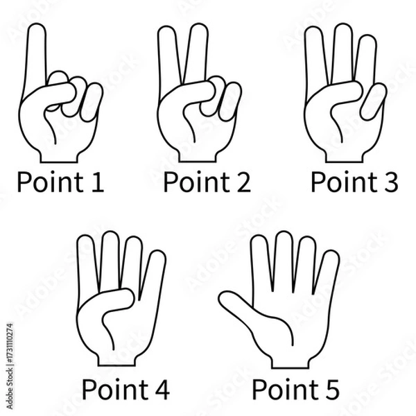 Obraz 指数字のポイントアイコンの白黒イラストセット