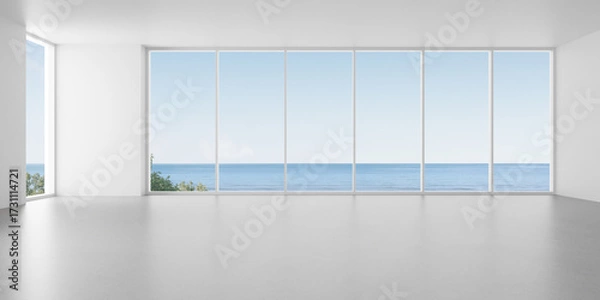 Fototapeta Bright Modern Empty Living & Dining Space 3D Visualization