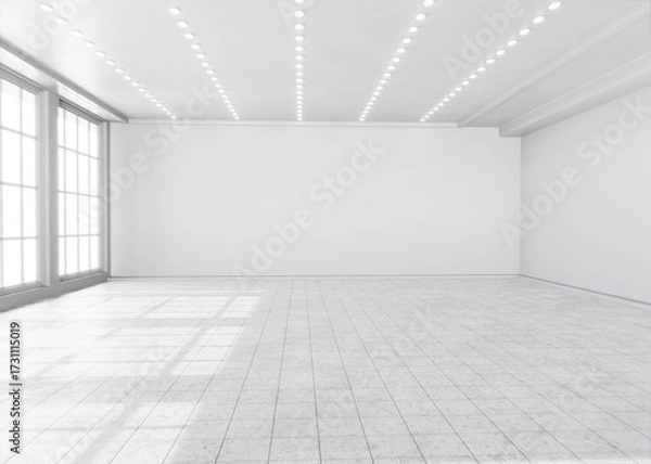 Fototapeta Bright Modern Empty Bedroom 3D Rendering for Interior Design