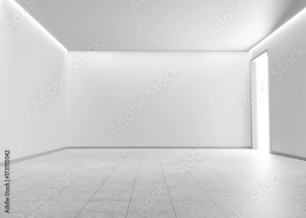Fototapeta Modern Bright Empty Bedroom 3D Rendering Illustration