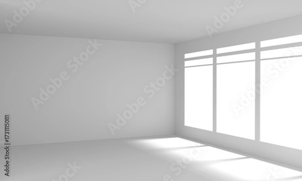 Fototapeta Modern Bright Empty Interior Room 3D Rendering Illustration