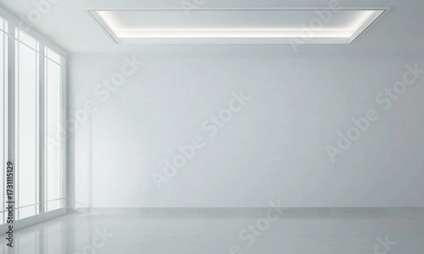 Fototapeta Modern Bright Empty Living and Dining Room 3D Rendering Illustration