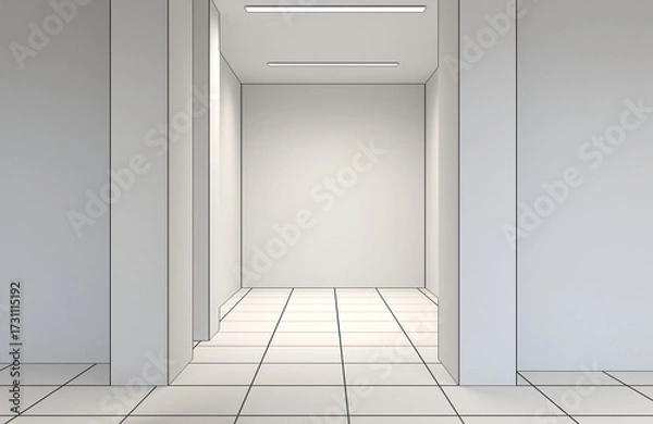 Fototapeta Minimalist Modern Empty Hallway 3D Interior Visualization