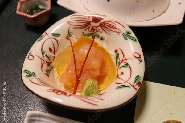 Obraz 日本料理、甘エビの刺身とわさび