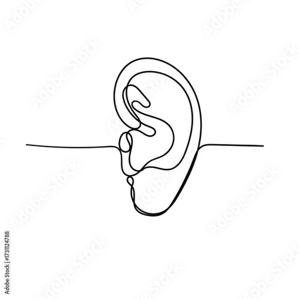 Obraz continuous line drawing human ear