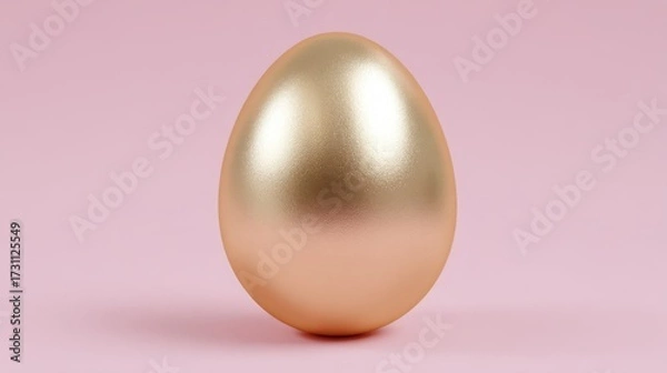 Fototapeta Golden Egg on Soft Pink Background, Perfect for Easter Celebrations and Creative Designs, Symbol of Wealth and New Beginnings