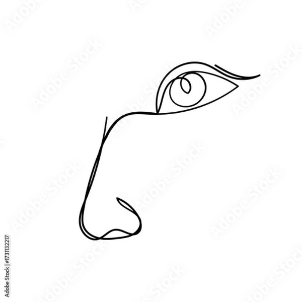 Obraz continuous line drawing human eye and nose