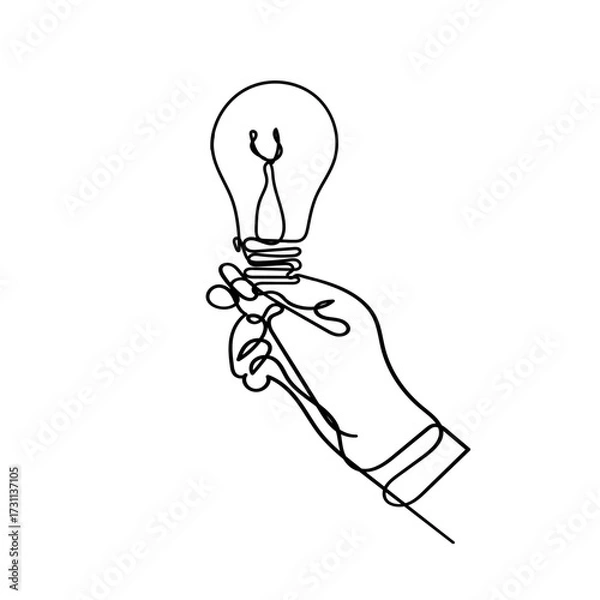 Obraz hand continuous line drawing light bulb illustration