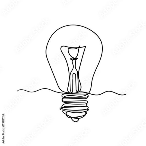 Obraz hand continuous line drawing light bulb illustration