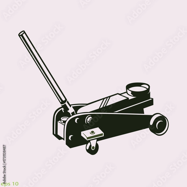 Obraz Hydraulic jack icon. Thin circle design. Vector illustration.