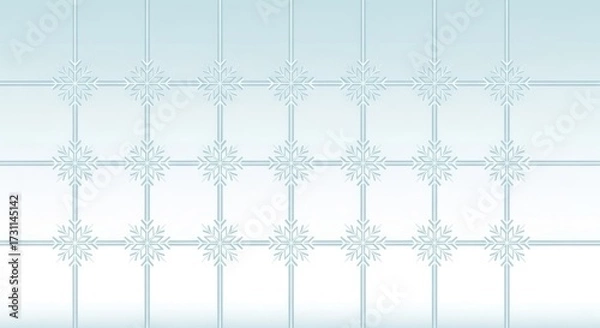 Obraz Light blue winter background with snowflake pattern and grid design