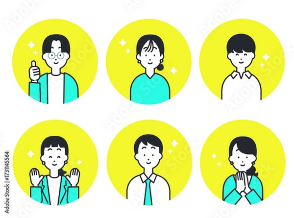 Obraz 男性と女性の笑顔セット