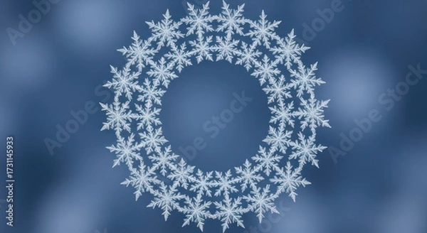 Obraz Snowflake wreath over blue background for winter holidays or Christmas