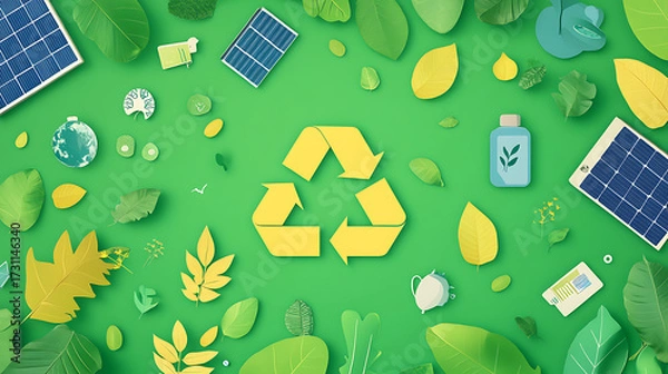 Obraz solar panels on green roof