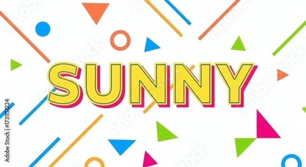 Fototapeta Creative Summer Concept Cover: Bright Minimal Style Card or Horizontal Poster, Corporate Identity, Branding, Social Media Ads, Trendy Retro Geometric Design Template.