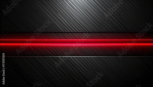 Fototapeta Abstract Industrial Design: A modern, high-tech composition featuring a textured black metal surface, dramatically highlighted by a striking crimson light bar. A bold and contemporary statement.