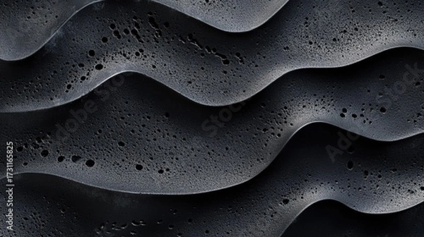 Fototapeta Black Wavy Industrial Texture with Holes: 3D Modeling Material for Game Environments and Industrial Design Applications