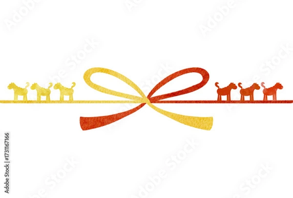 Fototapeta 水彩風の蝶結びの水引きのイラスト