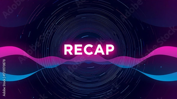 Obraz Neon recap text overlay on abstract digital background