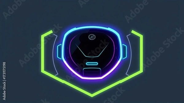 Obraz Neon Robot Vacuum Cleaner Icon.
