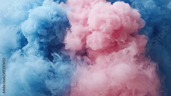 Obraz Abstract Pastel Dream: Blue and Pink Ink Clouds