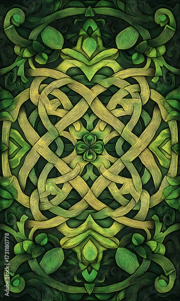 Fototapeta Tile or carpet pattern background with decorative, symmetrical elements. Ideal for wallpaper, textiles, or digital design projects.