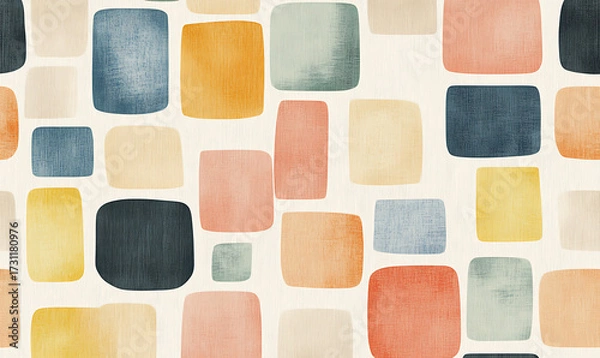 Fototapeta Tile or carpet pattern background with decorative, symmetrical elements. Ideal for wallpaper, textiles, or digital design projects.