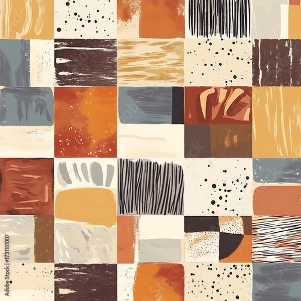 Fototapeta Tile or carpet pattern background with decorative, symmetrical elements. Ideal for wallpaper, textiles, or digital design projects.