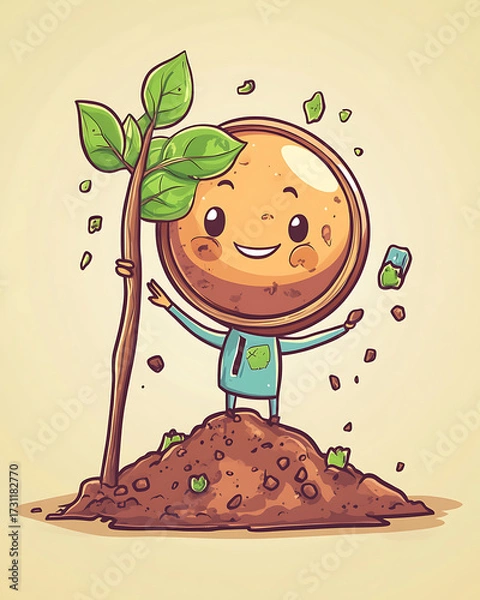 Fototapeta recycling and nature themes: photos of trees sprouting from waste, Earth held above trash, and green initiatives with ample blank spaces for environmental messages.