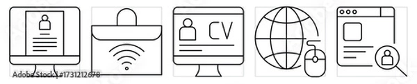 Fototapeta Online jobs related icons set. Vector editable stroke.