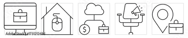 Fototapeta Online jobs related icons set—vector editable stroke.