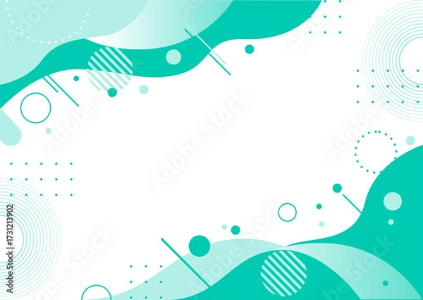 Obraz 幾何学 ウェーブ グラフィック フレーム 背景素材 緑