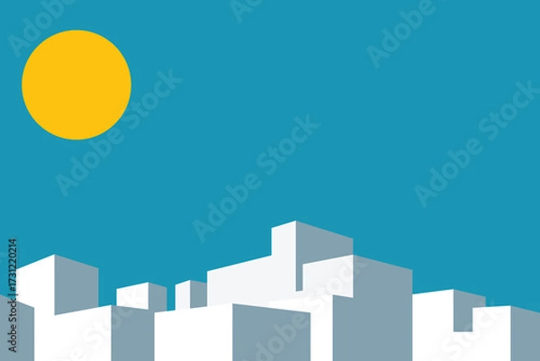 Fototapeta Flat illustration vector in bright colors. Geometric house background design