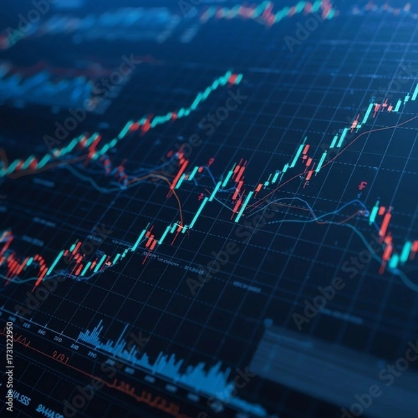 Fototapeta Stock market chart with candlestick pattern
