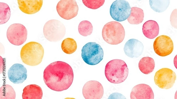 Obraz Seamless pattern abstract watercolor circular dots on white background