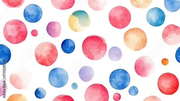 Obraz Seamless pattern abstract watercolor circular dots on white background