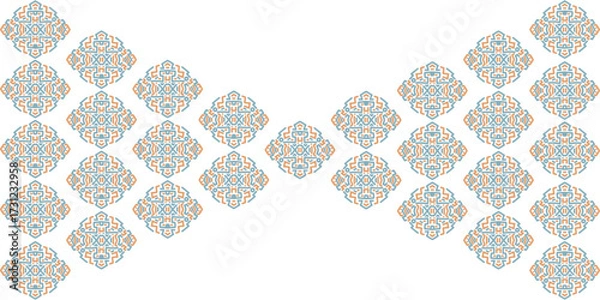 Fototapeta Symmetrical Rhombus Patterns Orange and Blue Border