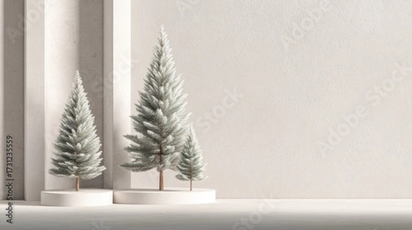 Fototapeta minimalist studio background with christmas concept