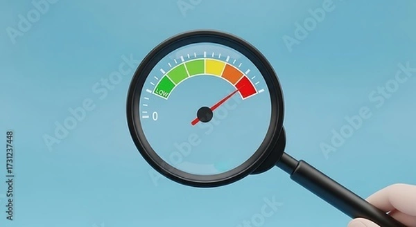 Fototapeta Magnifying Glass Inspecting Speedometer Gauge